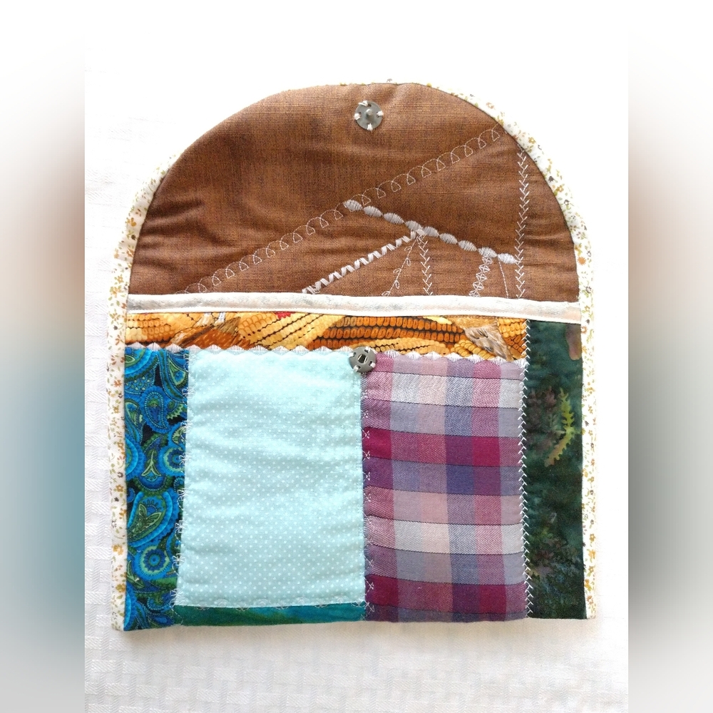 Adorable Vintage Patchwork Clutch Bag Pouch Homemade Handmade Colorful - Picture 5 of 14
